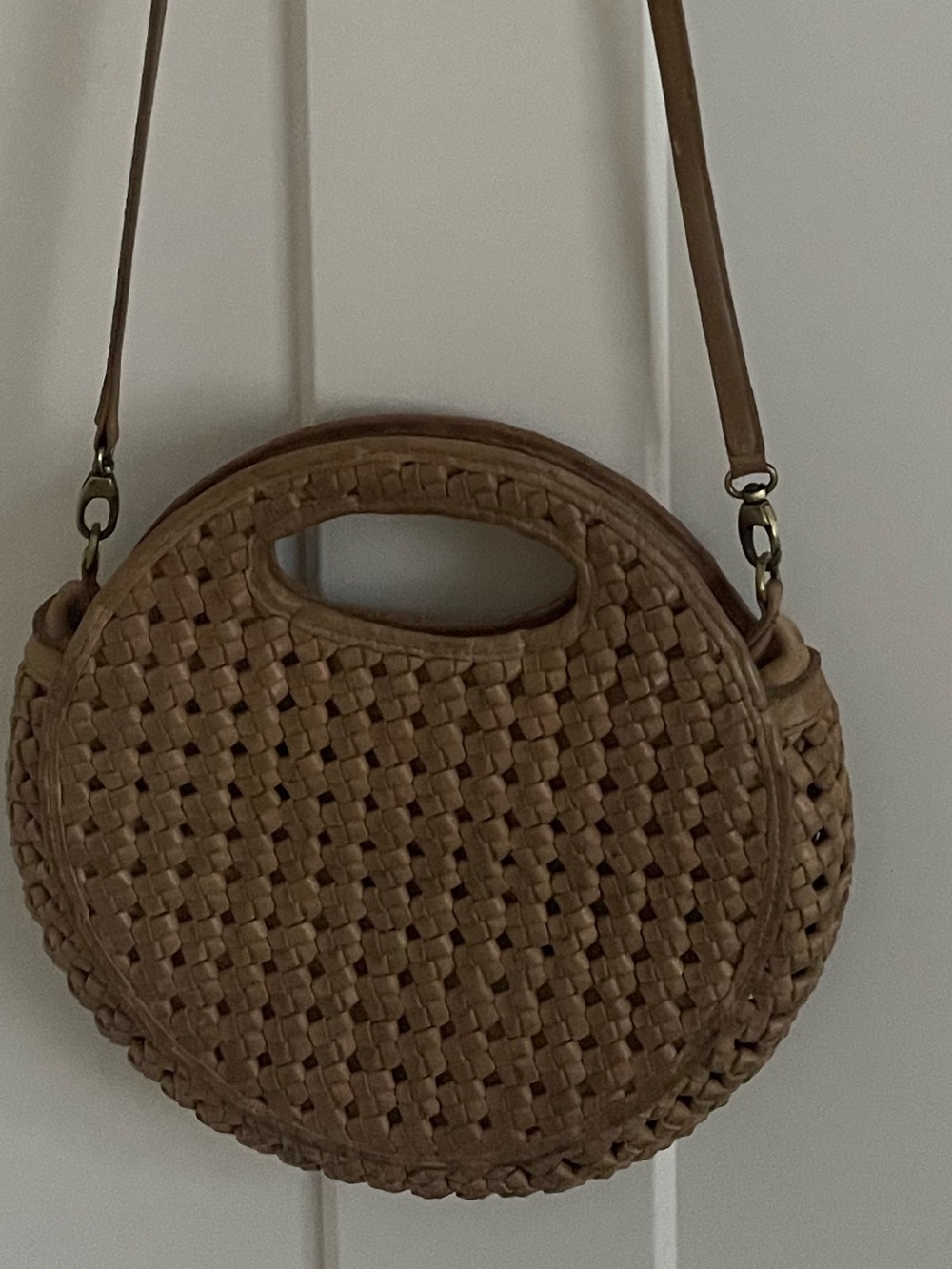 Bembien Woven Round Crossbody Bag - Tan - Picture 2 of 4